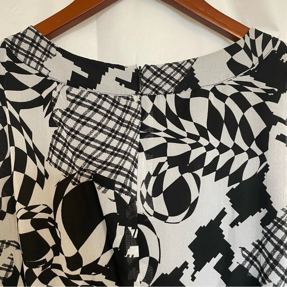 I LE Women’s Black White Patterned Sleeveless Fit Flare Dress Size 8 - Picture 9 of 12